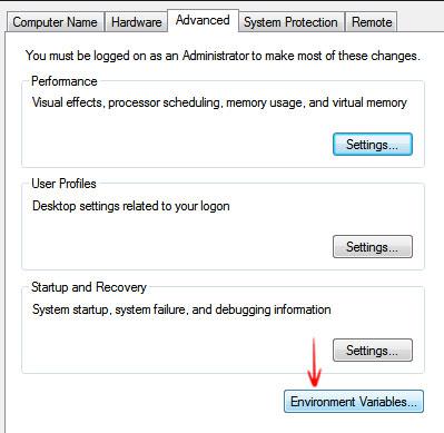 Windows 7 Environment Variables Editing