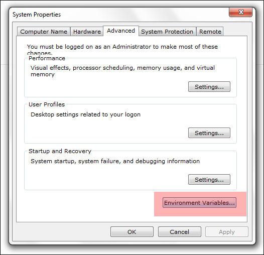 Windows 7 Environment Variables