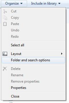 Folder and search options