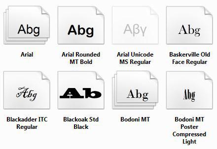 Windows 7 Installed Fonts