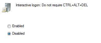 Windows 7 Interactive Logon: CTRL + ALT + DEL