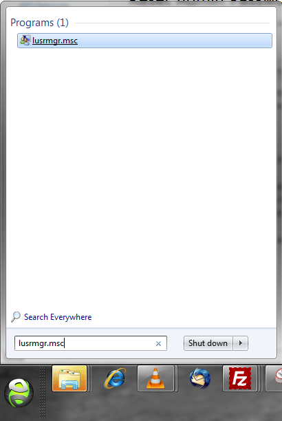 Windows 7: Lusrmgr.msc