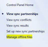 Windows 7 Manage Offline Files
