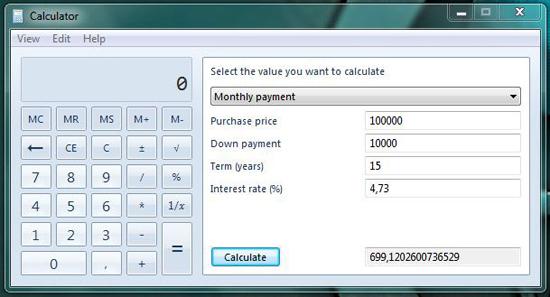 Windows 7 Mortgage Calculations