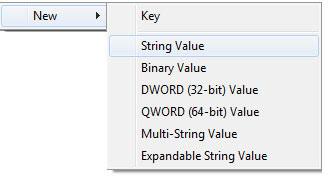 Windows 7 New String Value