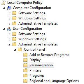 Windows 7  Policy Personalization