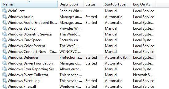 Windows 7 Service Windows Defender