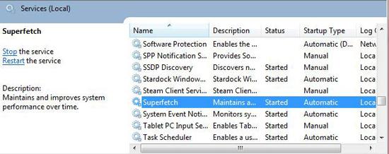 How to disable Superfetch in Windows 7?