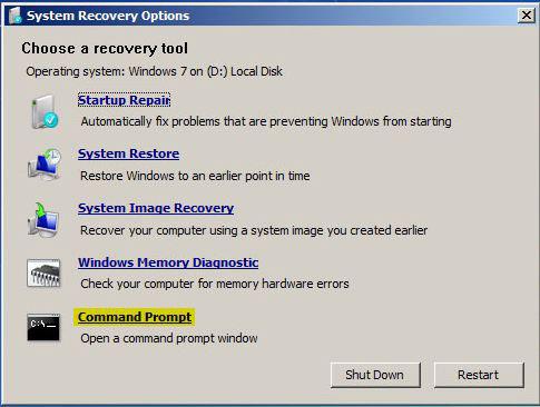 Windows 7 System Recovery Command Prompt