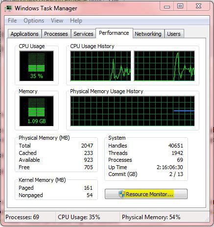 Windows 7 Task Manager Resource Monitor