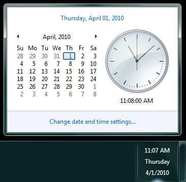 Windows 7 Taskbar Clock