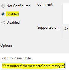 Windows 7 Theme Policy Visual Style