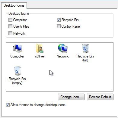 Windows 8 desktop icon settings