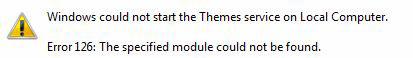 Windows Could Not Start The Themes Service on Local Computer