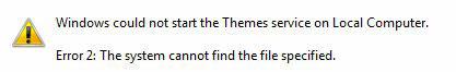 Windows Could Not Start The Themes Service on Local Computer