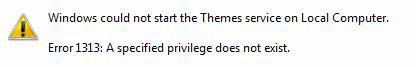 Windows Could Not Start The Themes Service on Local Computer