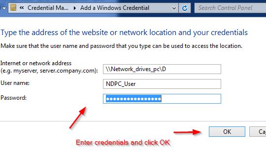 Enter credentials and click OK