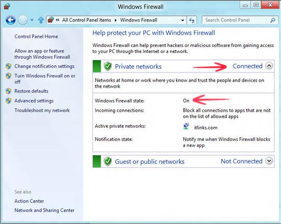 Check Windows Firewall status