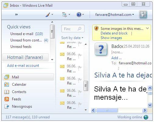 Windows Live Mail Inbox