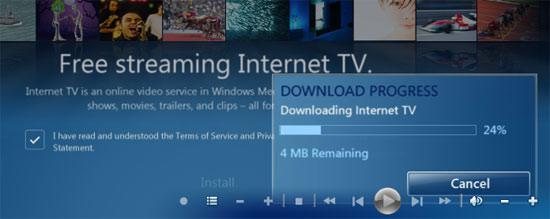 Windows Media Center Downloading Internet TV