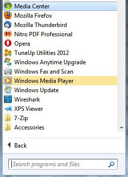Windows Media Center Turned On