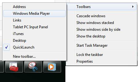 Windows Media Player toolbar