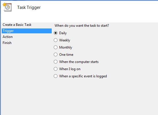 Select task trigger