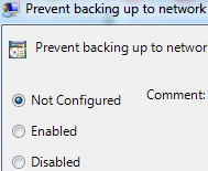 Prevent backup to networking location