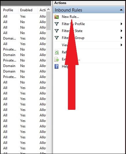 windows8 firewall new inbound rule