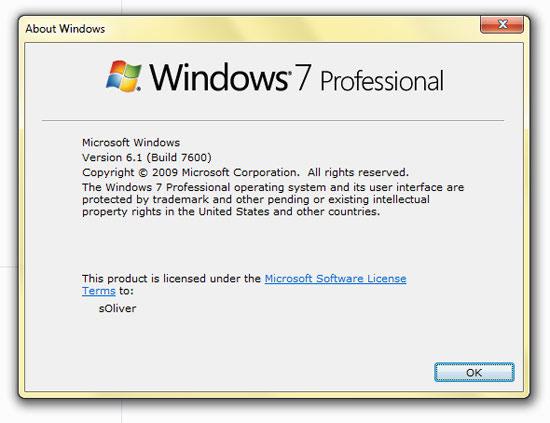 Display Your Windows 7 License - command winver