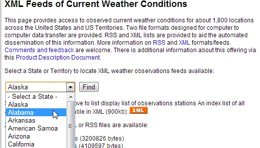 Xml Feeds Of Current Weather Conditions